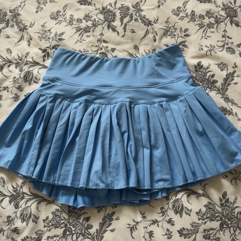 blue pleated tennis skirt